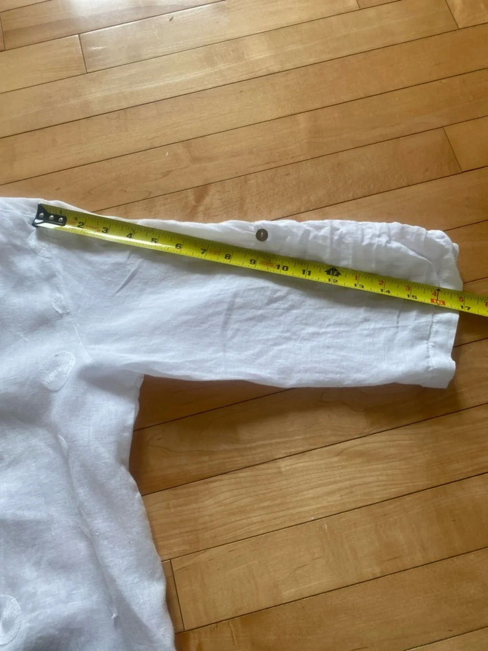 LINEN ROSEMARINE Made in Italy long White 3/4 Length sleeve Blouse Size Small - Picture 8 of 13